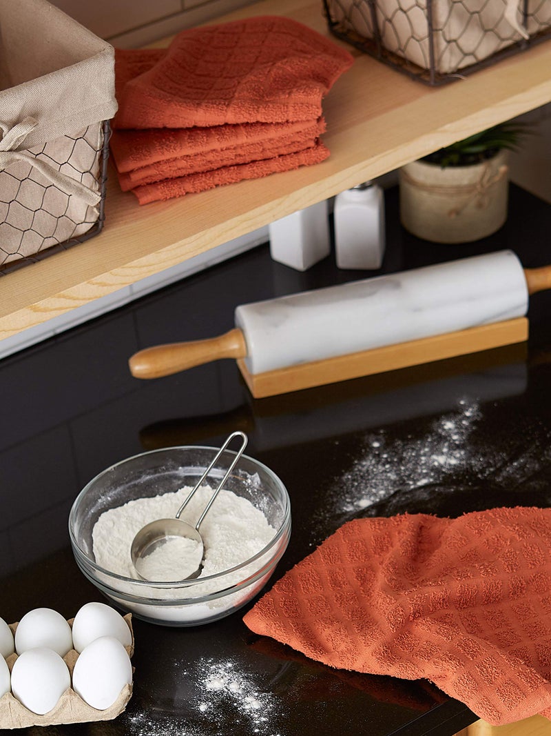 DII Basic Terry Collection Solid Windowpane Dishcloth Set  12x12  Spice  6 Piece - Image 5