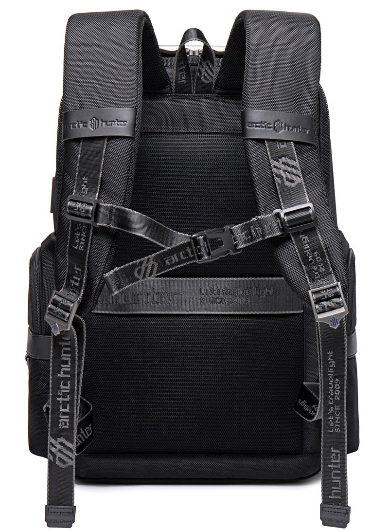 ARCTIC HUNTER Premium Laptop Shoulder Backpack TSA Friendly Opening Water/Scratch Resistant Daypack with Built in USB/Earphone Port for Men and Women B00449 Black - Image 5