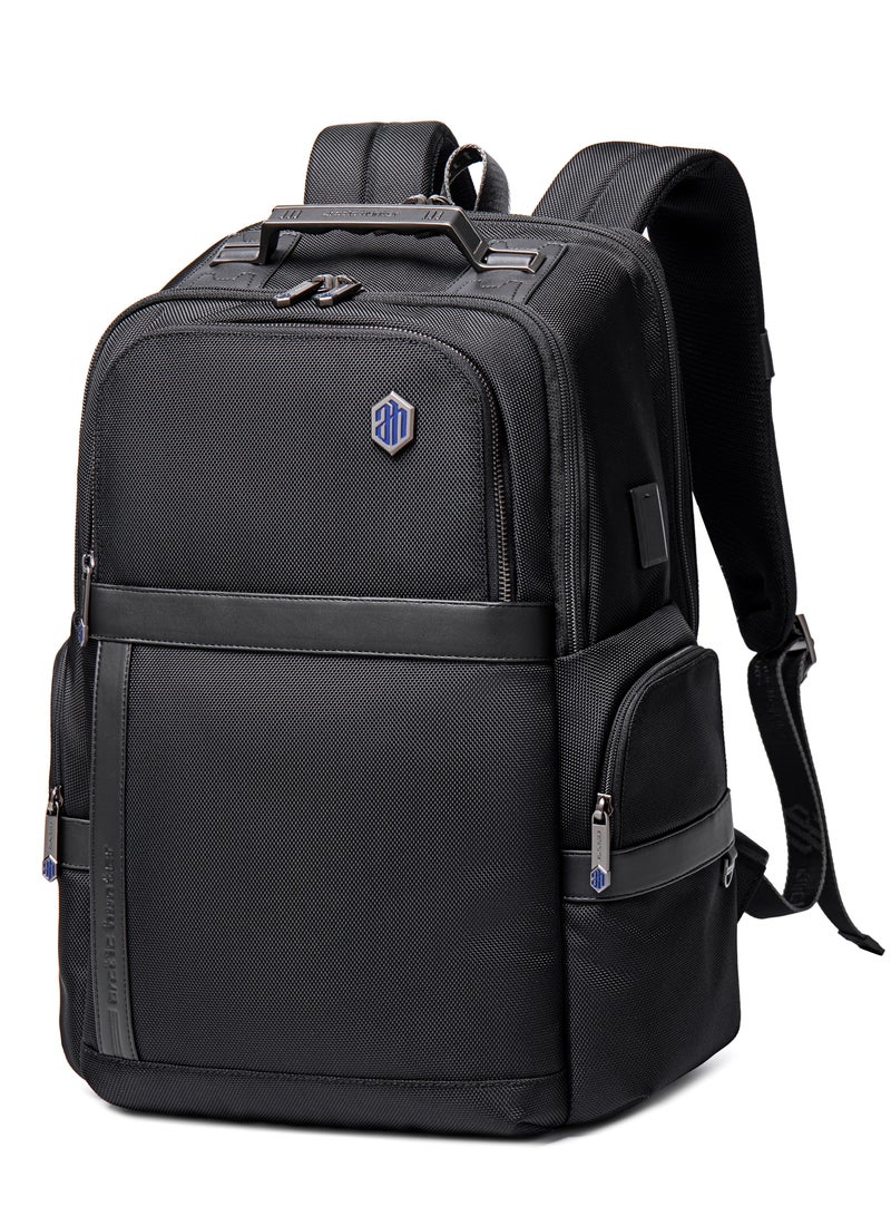 ARCTIC HUNTER Premium Laptop Shoulder Backpack TSA Friendly Opening Water/Scratch Resistant Daypack with Built in USB/Earphone Port for Men and Women B00449 Black - Image 1