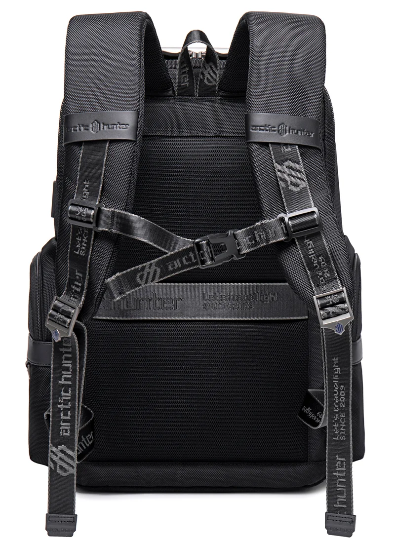 ARCTIC HUNTER Premium Laptop Shoulder Backpack TSA Friendly Opening Water/Scratch Resistant Daypack with Built in USB/Earphone Port for Men and Women B00449 Black