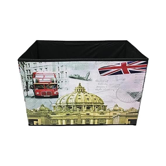 Storia STORIA Folding Ottoman Footrest Sitting Cum Storage Cube Stool Bag Bedding Organizer Toy Storage Boxes for Kids Organizer Ottomon Storage Box Taj Design 31D x 48W x 31H cm  - Image 3