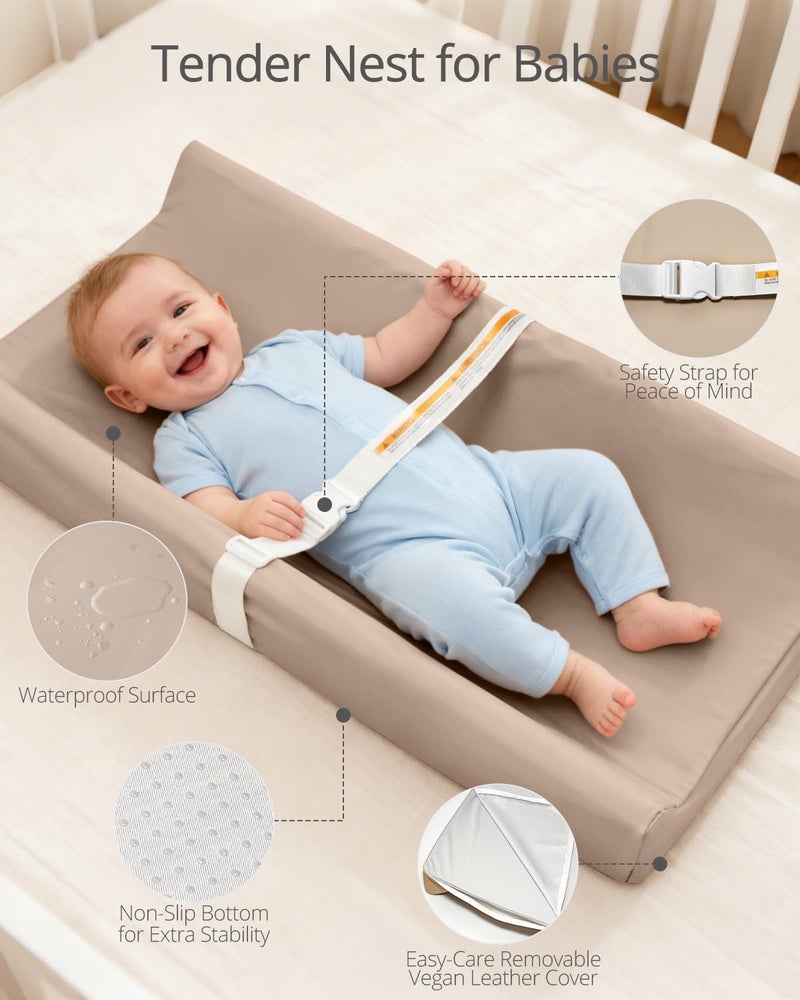 TAOCI Changing Table Pads, Baby Changing Pad Vegan Leather, Waterproof Wipeable Changing Pad, 32x16 Diaper Baby Changing Table Topper for Dresser, Table - Image 5