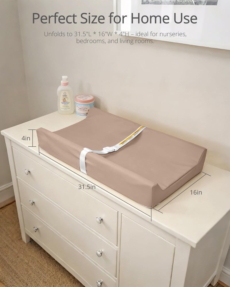 TAOCI Changing Table Pads, Baby Changing Pad Vegan Leather, Waterproof Wipeable Changing Pad, 32x16 Diaper Baby Changing Table Topper for Dresser, Table - Image 3