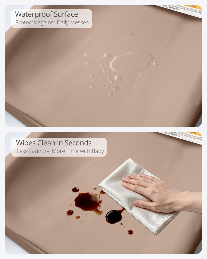 TAOCI Changing Table Pads, Baby Changing Pad Vegan Leather, Waterproof Wipeable Changing Pad, 32x16 Diaper Baby Changing Table Topper for Dresser, Table - Image 2