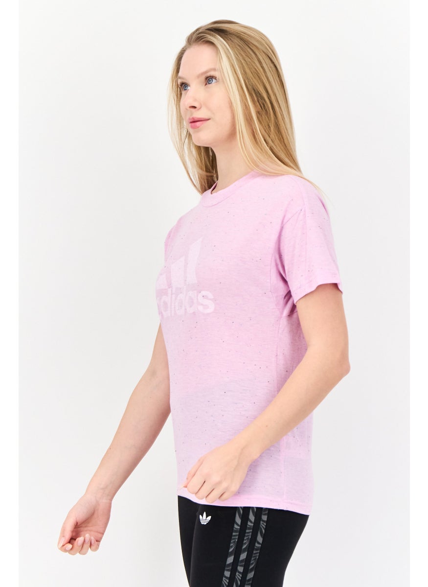 Adidas Women Sportswear Fit Short Sleeve Outdoor T-Shirt, Lilac  - Image 3
