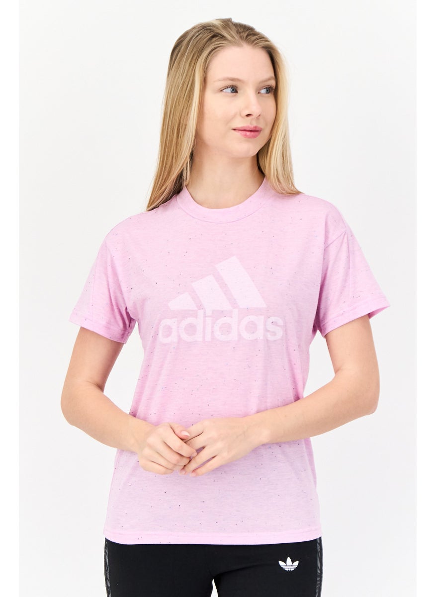 Adidas Women Sportswear Fit Short Sleeve Outdoor T-Shirt, Lilac  - Image 1