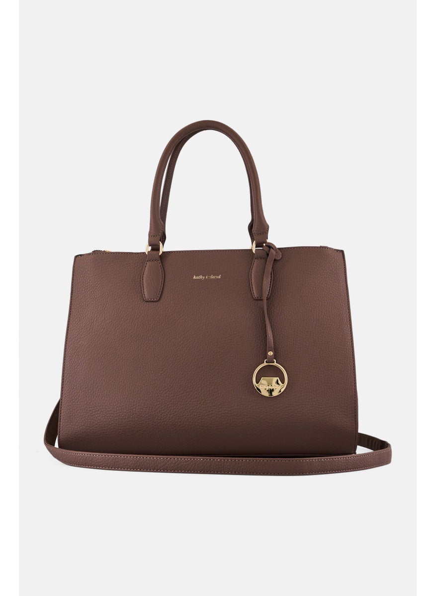 Kathy Ireland Women Brand Logo Leather Handbag, Mauve  - Image 2