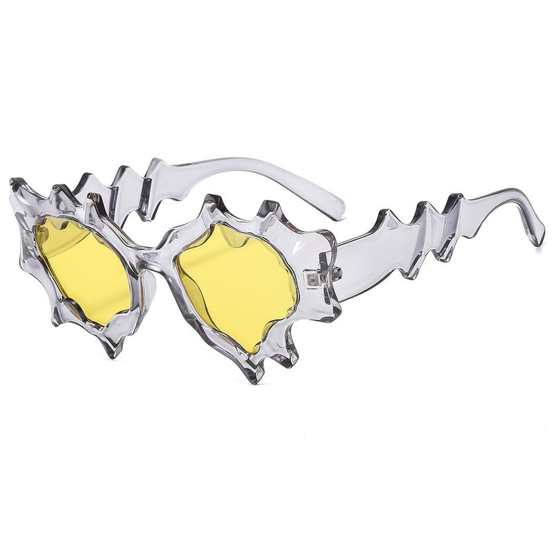 Generic 2024 Futuristic Irregular Y2K Sunglasses Unisex gray frame yellow