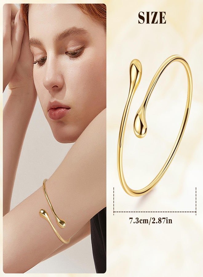 NICEIGHT 3Pcs Arm Cuff for Women Open Upper Arm Cuff Bangle Armlet Gold Silver Adjustable Armband Arm Bracelet Set, gold plated brass, no gemstone - Image 4
