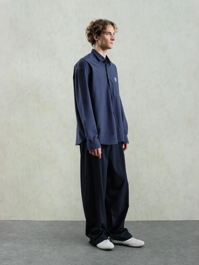 Giesto Navy Blue GIESTO Embroidered Poplin Button-Up Shirt for Men | Best Price UAE