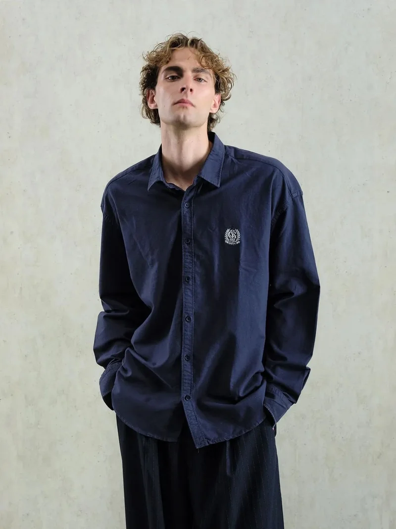 Giesto GIESTO Embroidered Poplin Button-Up Shirt