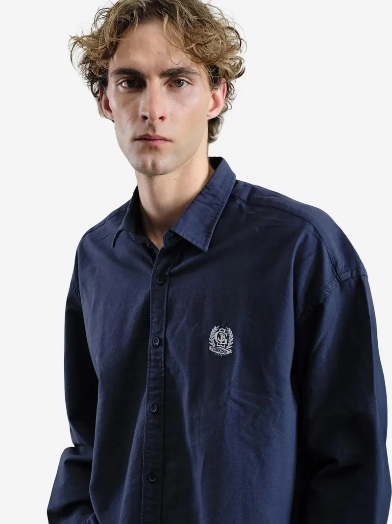 Giesto GIESTO Embroidered Poplin Button-Up Shirt