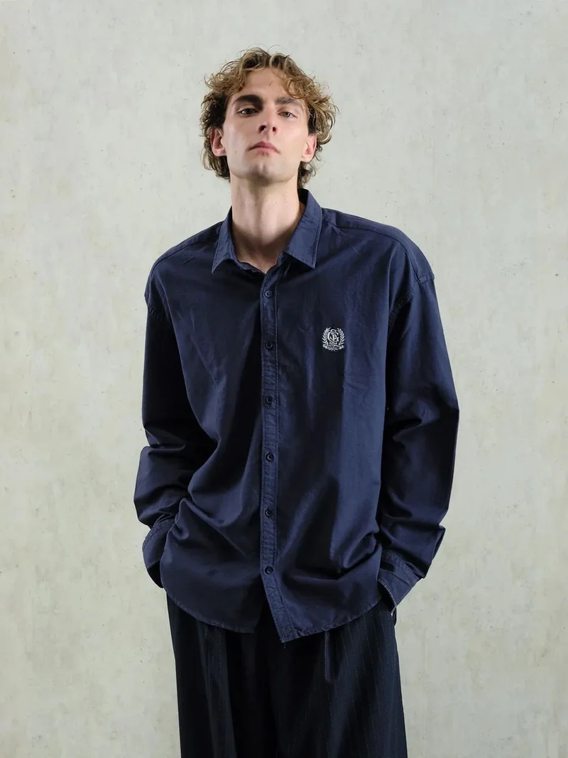 Giesto GIESTO Embroidered Poplin Button-Up Shirt