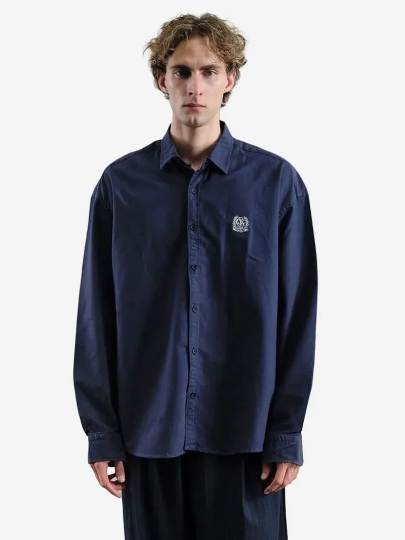 GIESTO Embroidered Poplin Button-Up Shirt