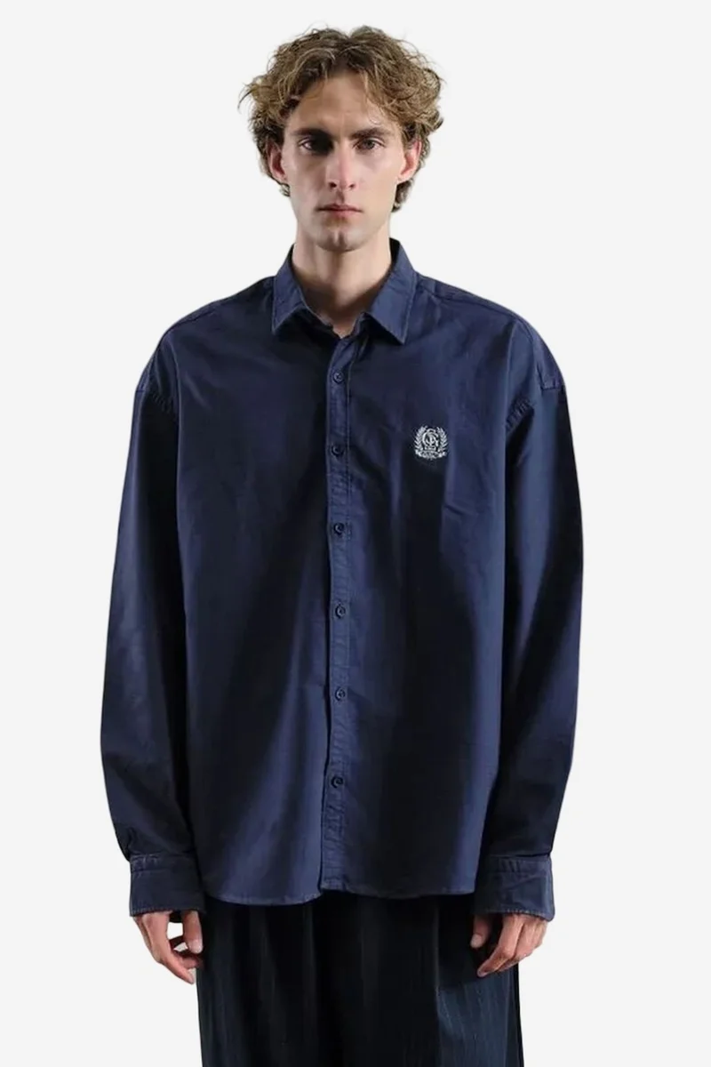 GIESTO Embroidered Poplin Button-Up Shirt