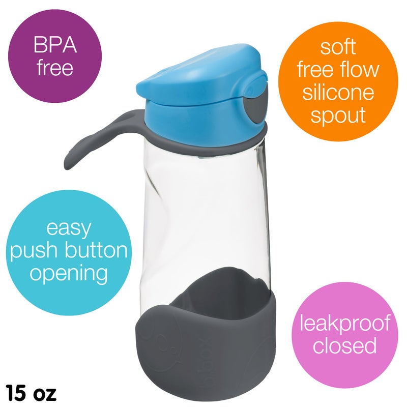 b.box 15 oz Sport Spout Kids Water Bottle for School, Sports, Travel, Daycare. Leakproof, Spill Proof, Dishwasher Safe. Easy Grip Triangle Shape, Durable Tritan Material. BPA Free. - Image 3