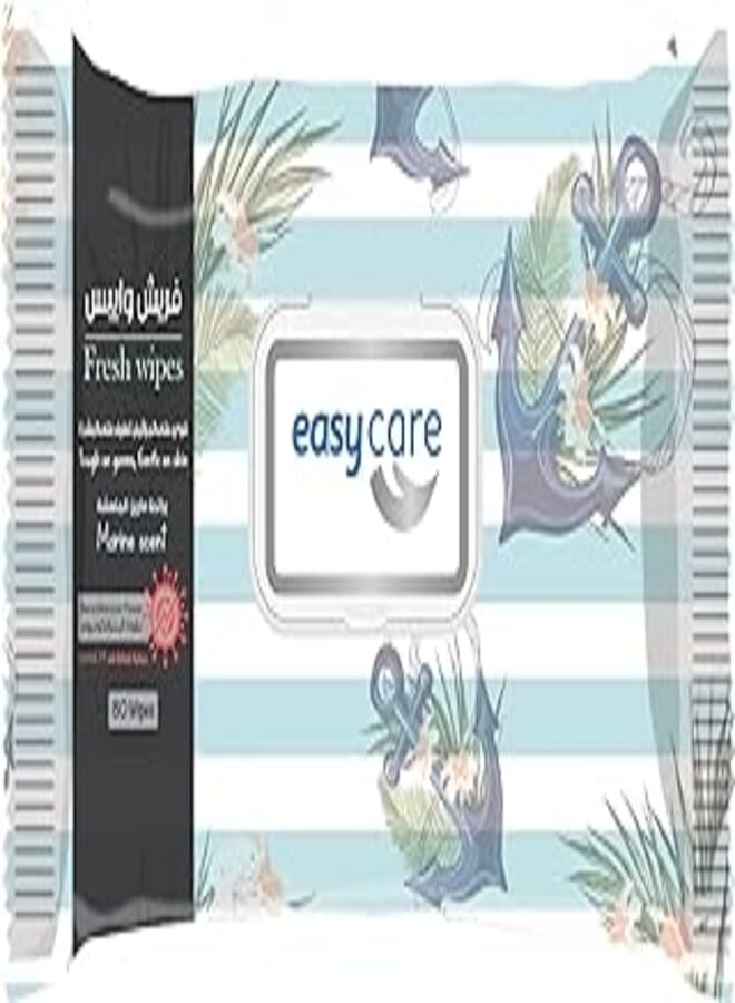 easy care مناديل مبللة سهلة العناية، برائحة بحرية، 80 منديلًا