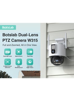 Botslab W315 Dual-Lens Outdoor PTZ Security Camera | 4MP+4MP HD Resolution, 360° Coverage, AI Human & Vehicle Detection, Full-Color Night Vision, Wi-Fi 6 Connectivity, IP66 Weatherproof  - Image 2