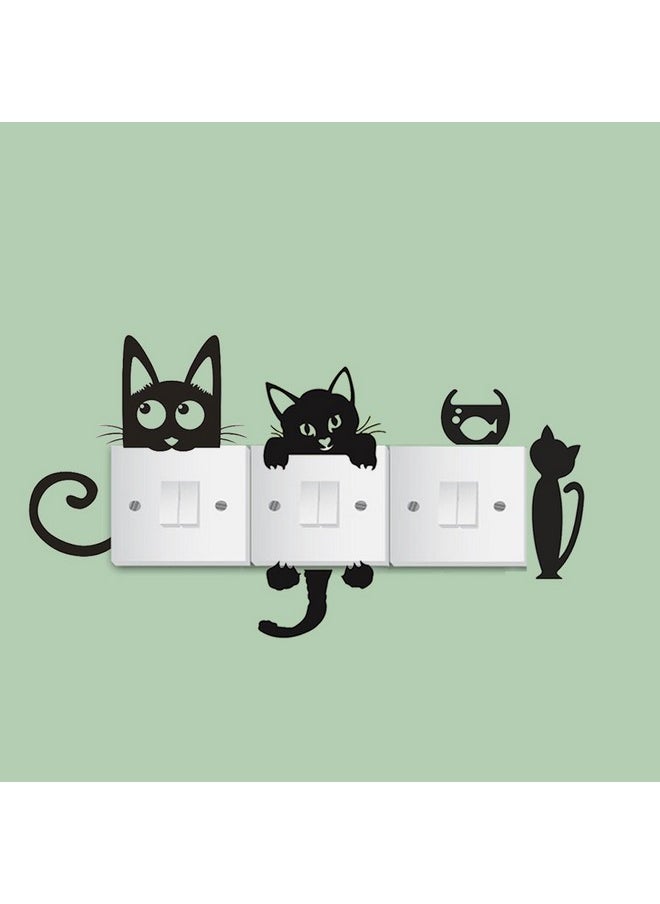 Adam Victor Removable Switch Sticker 6 Pcs Cute Black Cats Cartoon Wall Sticker Light Switch Decor Decals Family Diy Decor Art Stickers Home Decor Wall Art For Kids Living Room Office Home Decoration  - Image 3