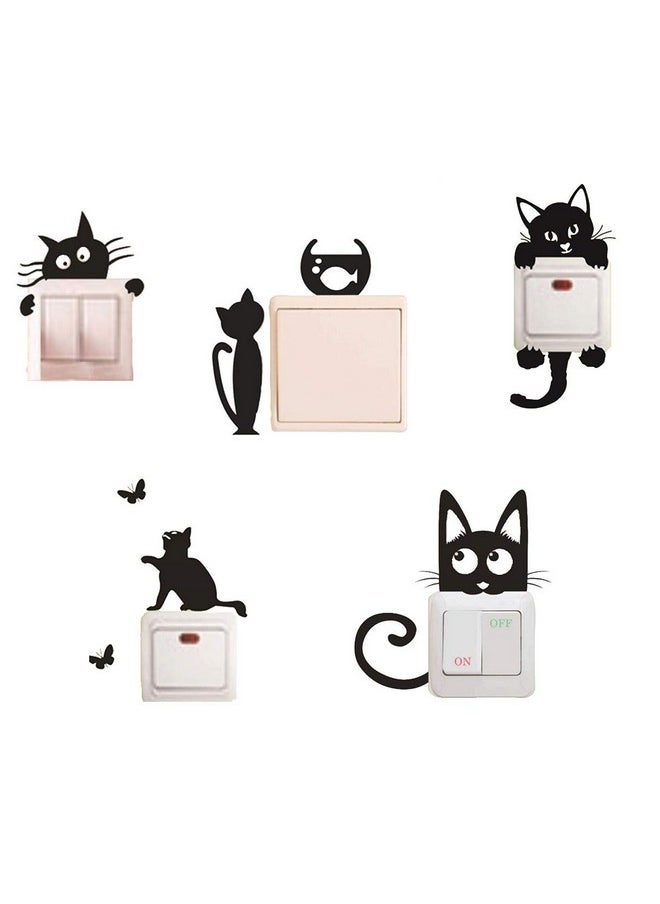 Adam Victor Removable Switch Sticker 6 Pcs Cute Black Cats Cartoon Wall Sticker Light Switch Decor Decals Family Diy Decor Art Stickers Home Decor Wall Art For Kids Living Room Office Home Decoration  - Image 2