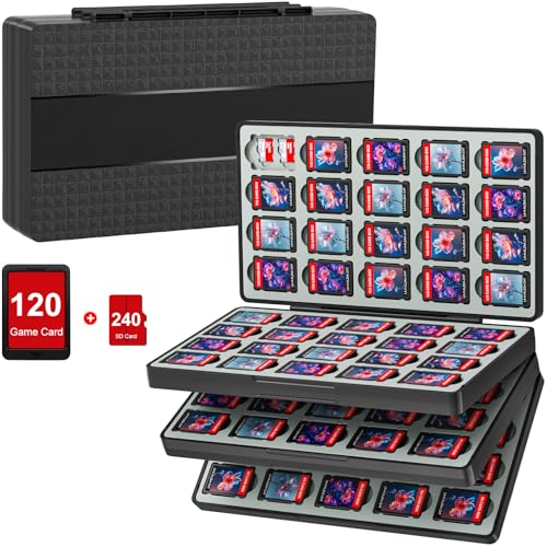 fivtek Switch Game Case for Nintendo Switch 2/Switch/OLED/Lite, Magnetic Switch-2 Game Case Holder with 120 Cartridge & 240 Micro SD Card Slots, Portable Travel Games Card Organizer Gift Accessories - Image 1