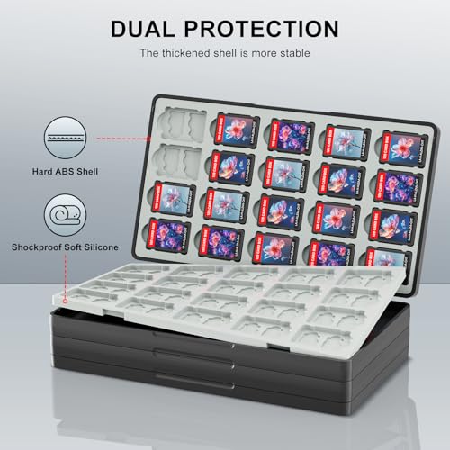 fivtek Switch Game Case for Nintendo Switch 2/Switch/OLED/Lite, Magnetic Switch-2 Game Case Holder with 120 Cartridge & 240 Micro SD Card Slots, Portable Travel Games Card Organizer Gift Accessories - Image 4