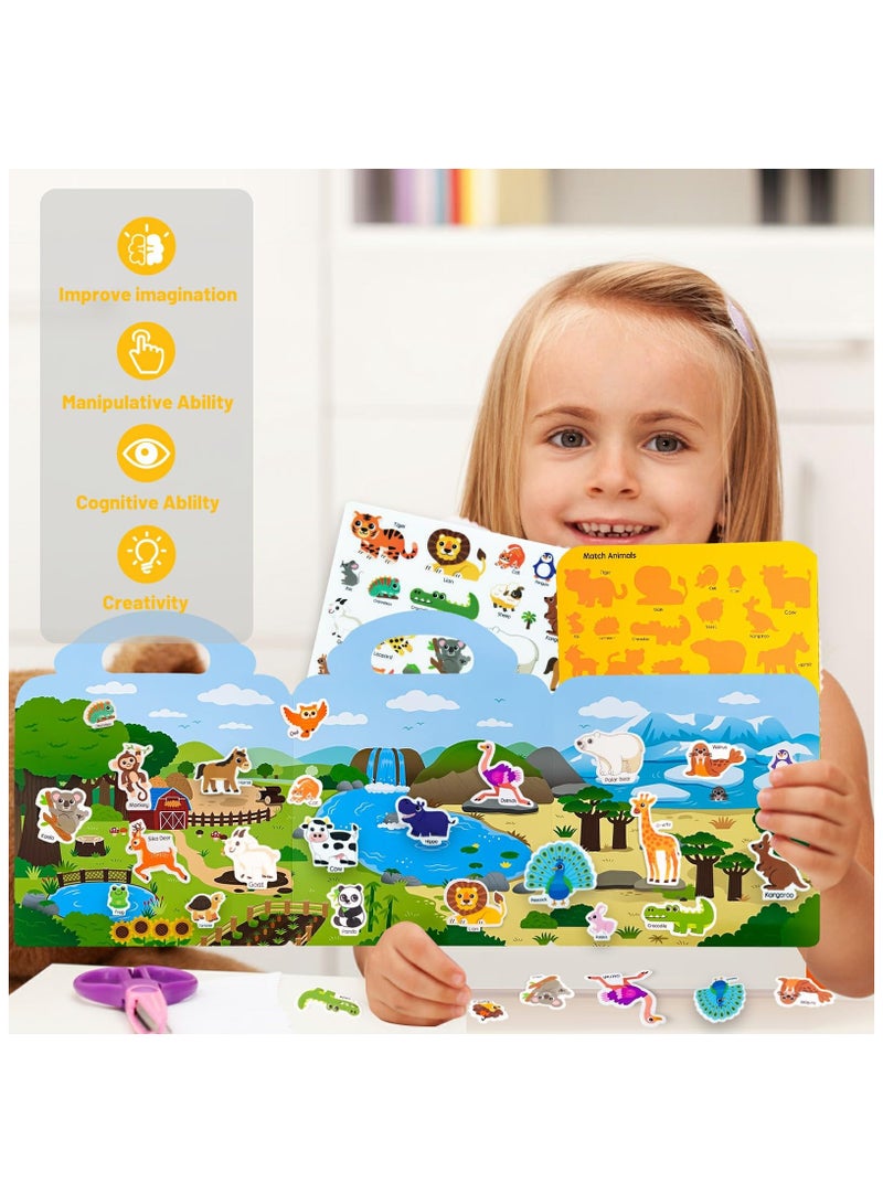 يونيكبيبي كتب ملصقات قابلة لإعادة الاستخدام من  للأطفال، كتب نشا محمولة للأطفال من 3-5 سنوات، ملصقات منتفخة للأطفال الصغار، كتاب مشغول للسفر، لعبة ملصقات هلامية مقاومة للماء, للصبي والطفلة - Image 3