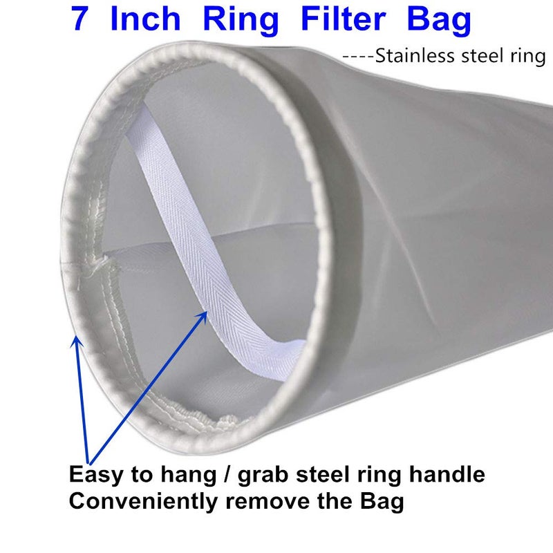Honritone 7Inch Ring 300 Micron Nylon Monofilament Mesh Filter Bag,7" x 32" Liquid Filter Sock (300Micron 7" x 32“) - Image 5