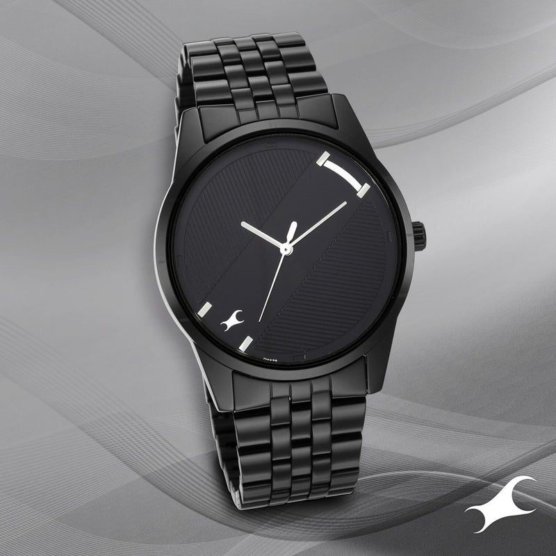 Fastrack Stunners Quartz Analog Black Dial Metal Strap Watch for Guys - Image 1