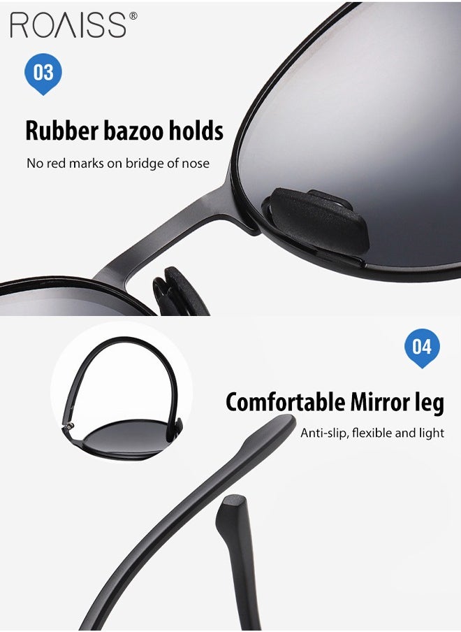 roaiss - Men's Polarized Round Sunglasses UV400 Protection Sun Glasses with Metal Half Frame Fashion Anti-Glare Sun Shades for Men Driving Fishing Traveling Black - Image 1