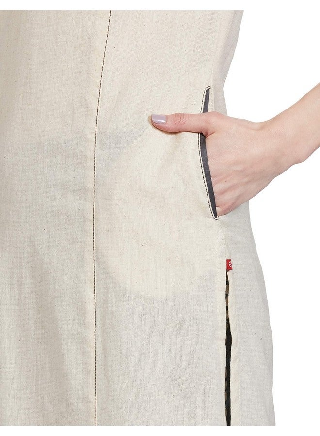 بيبا طقم كورتا وبلازوا مستقيم من القطن للنساء باللون الأبيض العتيق من بيبا  - Image 4