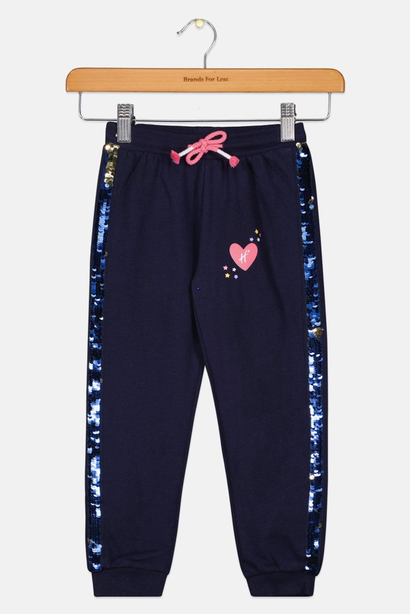 Hamleys Toddlers Girl Drawstring Jogger Pants, Navy - Image 1