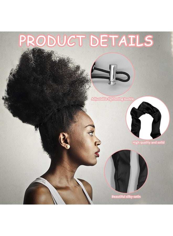CANIPHA 3Pcs Silk Scrunchies: Adjustable Slip Black Satin Hair Ties for Thick, Curly, Natural Hair and Long Afro Ponytail Styles - Image 2