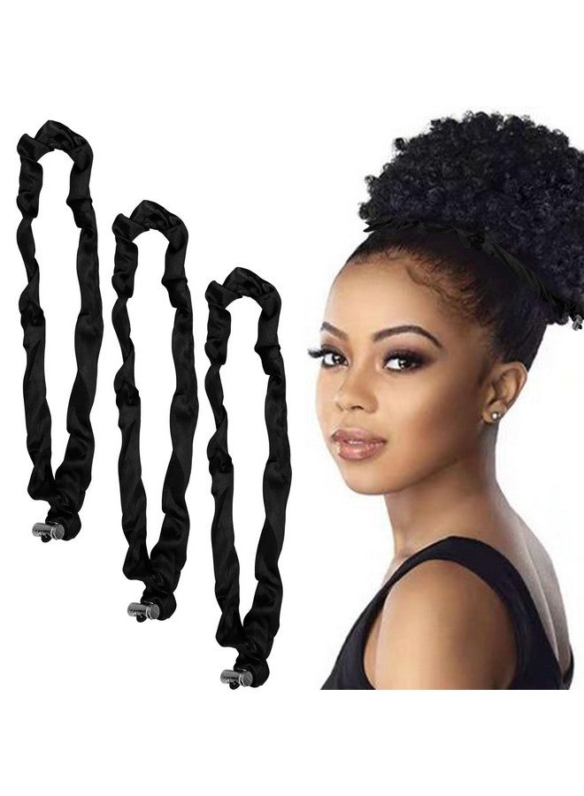 CANIPHA 3Pcs Silk Scrunchies: Adjustable Slip Black Satin Hair Ties for Thick, Curly, Natural Hair and Long Afro Ponytail Styles - Image 1