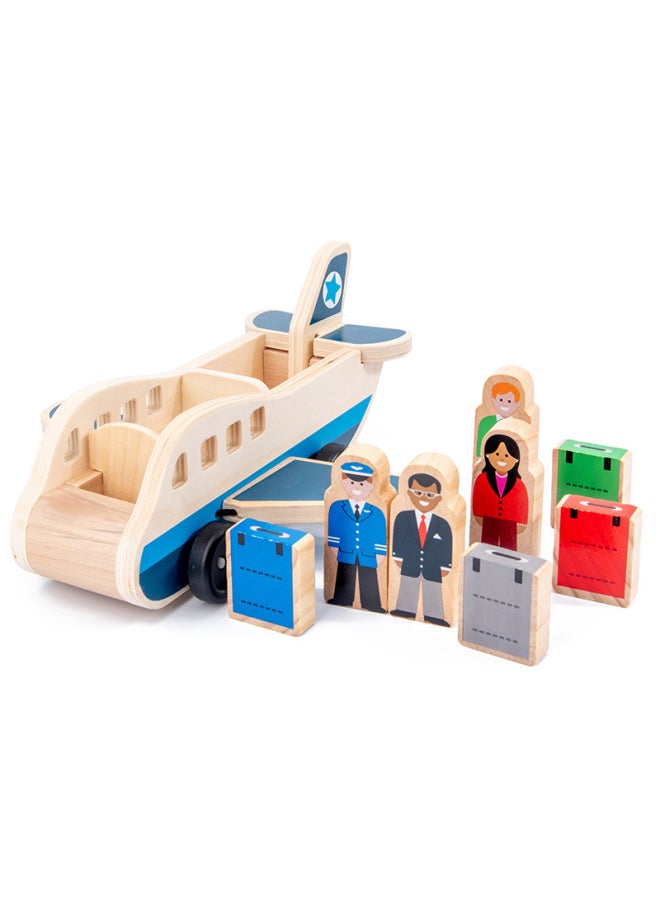 Generic - Toy Custom-Made Wooden Artificial Transportation And Aviation Model Aircraft Double-Decker Car Set Custom Processing Factory-Color:Animal Pulling Radish, Fishing And Catching Insects Smart Car - Image 1