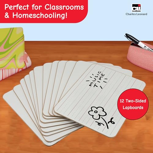 Charles Leonard Dry Erase Board Classroom Pack - Mini Lapboard School Supplies – Set of 12 Two-Sided Plain/Lined Dry Erasable White Boards, 9x12 Inches (35120) - Image 2