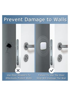 Generic 4 Pcs White Door Stoppers Wall Protector Buffer Guard Doorknob Door Handle Bumper Self Adhesive Silencer Soft Rubber Crash Pad for Home Office  - Image 2