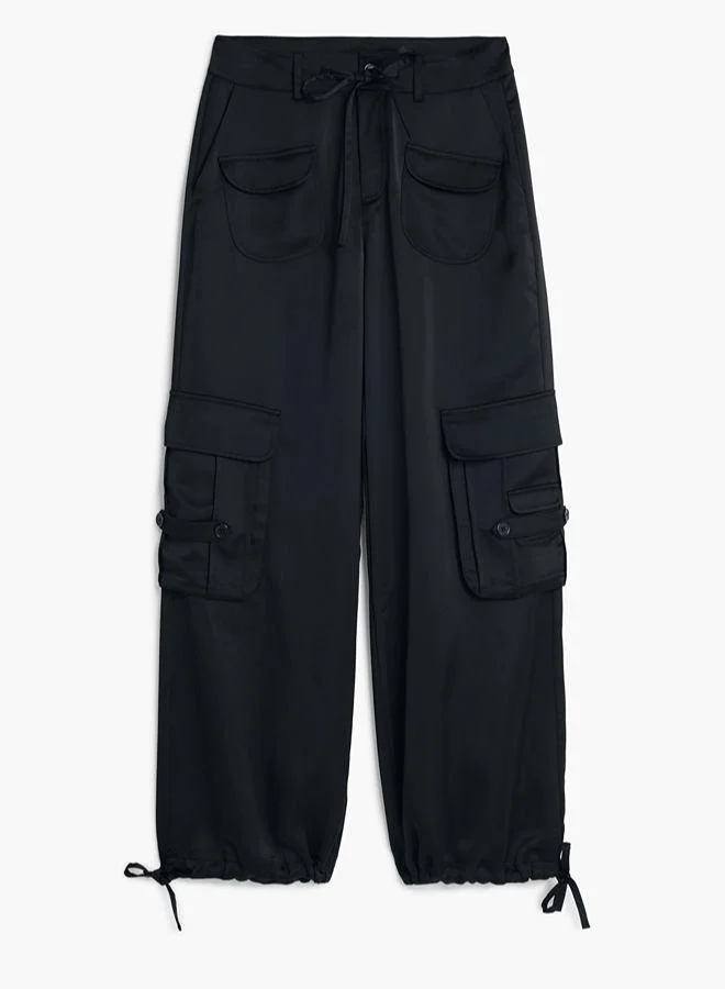 Desigual Black Satin cargo pants for Women | Best Price UAE