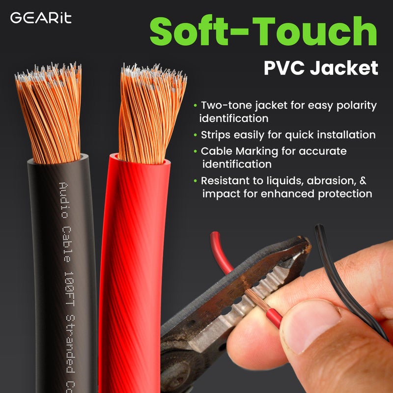 GearIT Pro Series 12 Gauge (2 x 4mmÂ²) Speaker Wire Cable (30.4 Meters / 100 Feet/Black Red) CCA HiFi Audio Speaker Cable Great Use for Car Audio and Home Theater Surround Sound Systems - Image 2