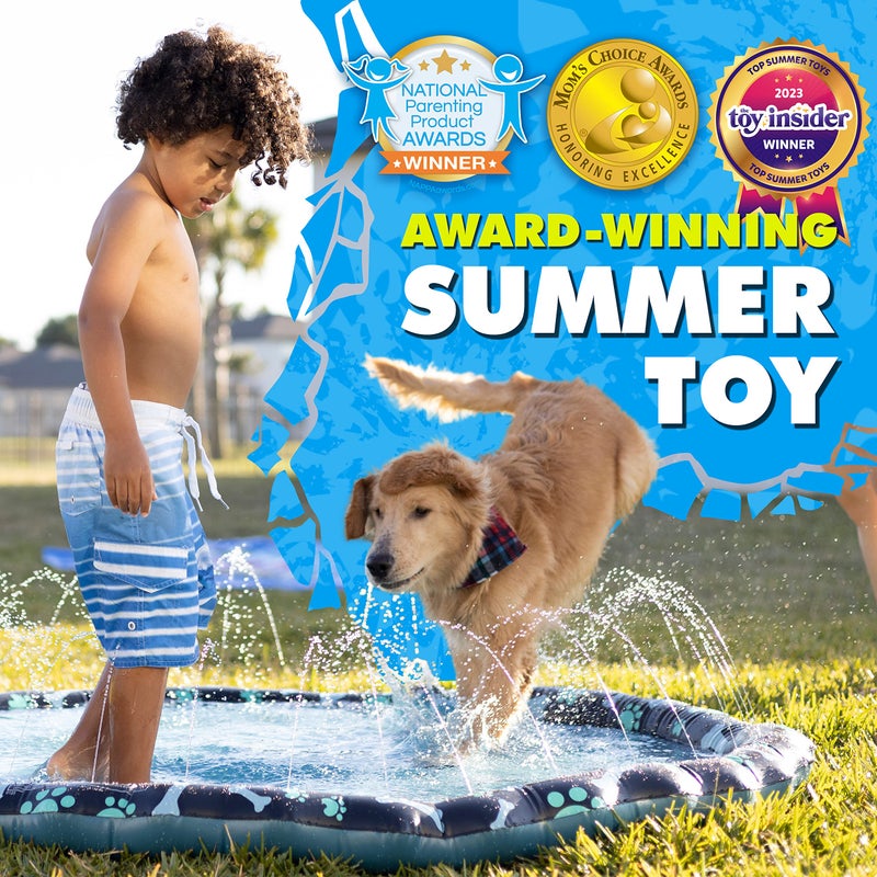 SplashEZ Non Slip Splash Pad for Kids & Dogs, 69â€™â€™ Extra Large Splash Pad Sprinkler for Kids, Dog Water Summer Toys - Great Outdoor Toys for Toddlers 1-3 & Children Ages 4-8, Baby Pool for Backyard - Image 2
