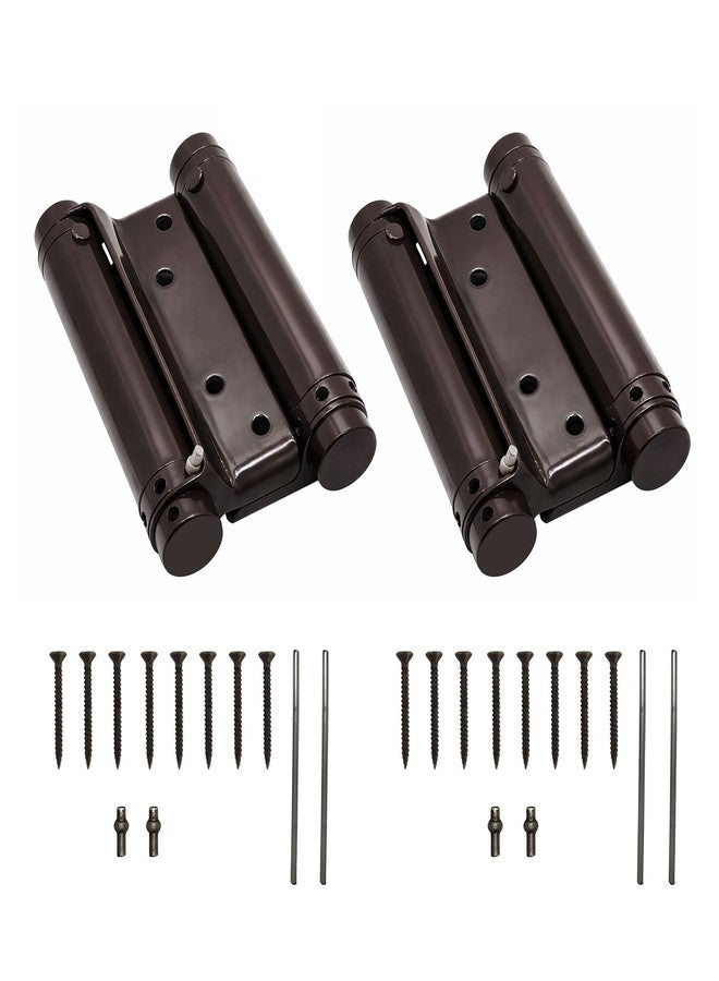 VOLO | Pack of 2 Pieces | Double Action Hinge 4 Inch - Heavy Duty Self Closing Swinging Door Hinge for Saloon Doors and Interior Doors, Mild Steel, Brown Finish - Image 1