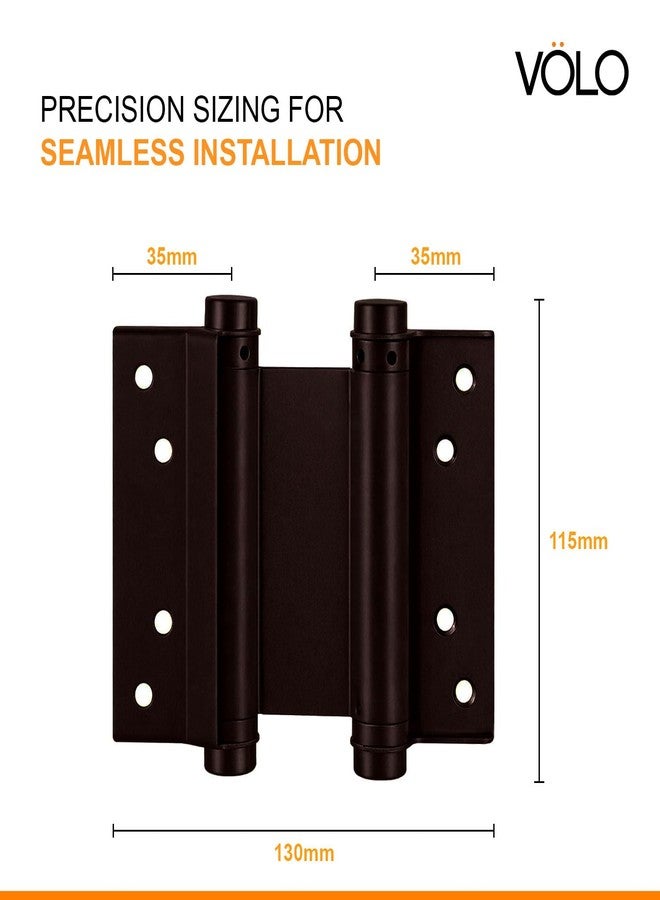 VOLO | Pack of 2 Pieces | Double Action Hinge 4 Inch - Heavy Duty Self Closing Swinging Door Hinge for Saloon Doors and Interior Doors, Mild Steel, Brown Finish - Image 2
