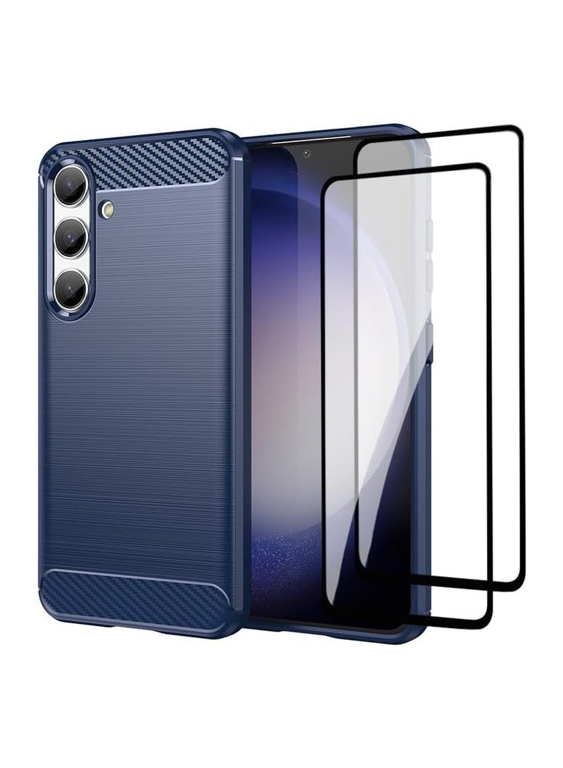 Compatible with Samsung Galaxy S25+, 【Scratch-resistant】brushed texture design, Soft TPU protective case, Includes 【2-piece set】 screen protectors.