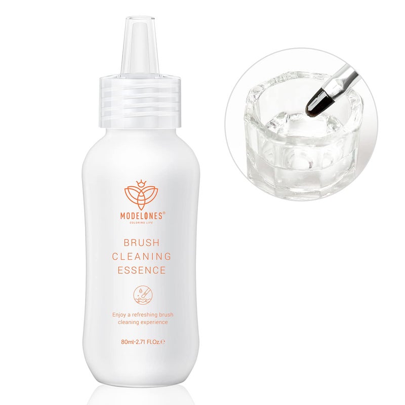 Modelones Nail Art Brush Cleaner & Restorer for Gel Polish/Nail Extension Gel/Nail Art Liner/Dip Powder/Acrylic Builder Manicure Brush DIY Salon at Home - 80ml/2.71 Fl.Oz - Image 1