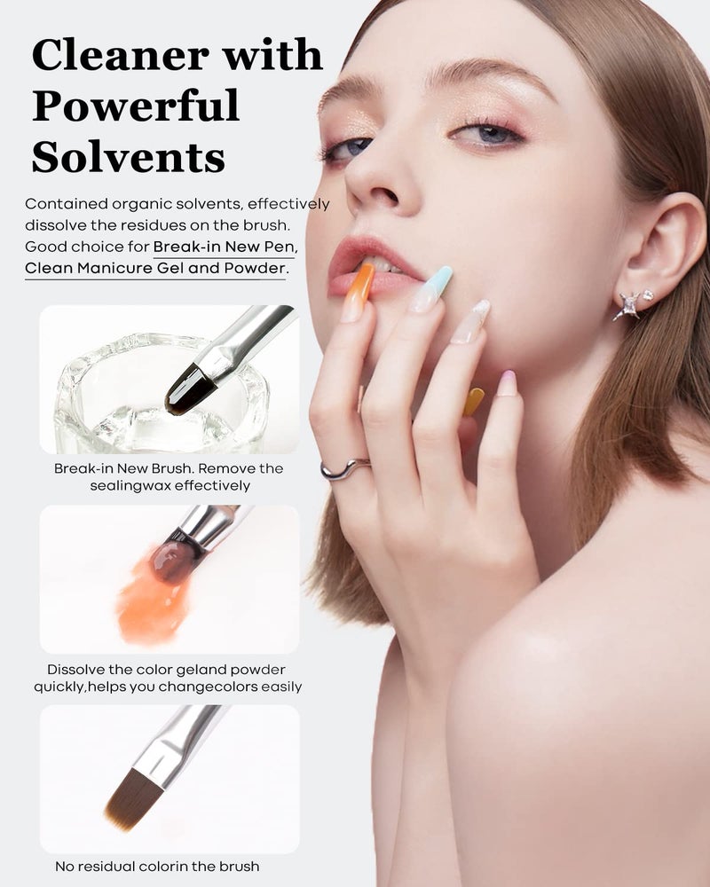 Modelones Nail Art Brush Cleaner & Restorer for Gel Polish/Nail Extension Gel/Nail Art Liner/Dip Powder/Acrylic Builder Manicure Brush DIY Salon at Home - 80ml/2.71 Fl.Oz - Image 4