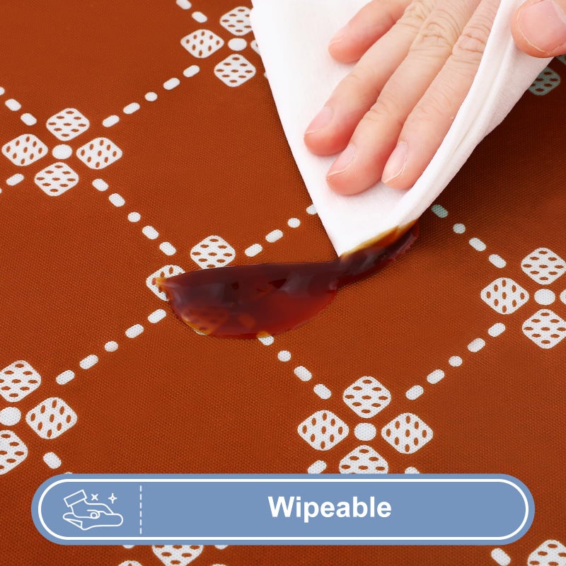 Misaya Rectangle Vinyl Table Table Cloth مرنة المائدة المائدة المائدة مع الدعم الفانيلا الدعم غطاء طاولة بلاستيكية مقاومة للماء يناسب طاولات طي 4 أقدام لخريف عيد الشكر (الصدأ 30 "" × 48 "") - Image 5