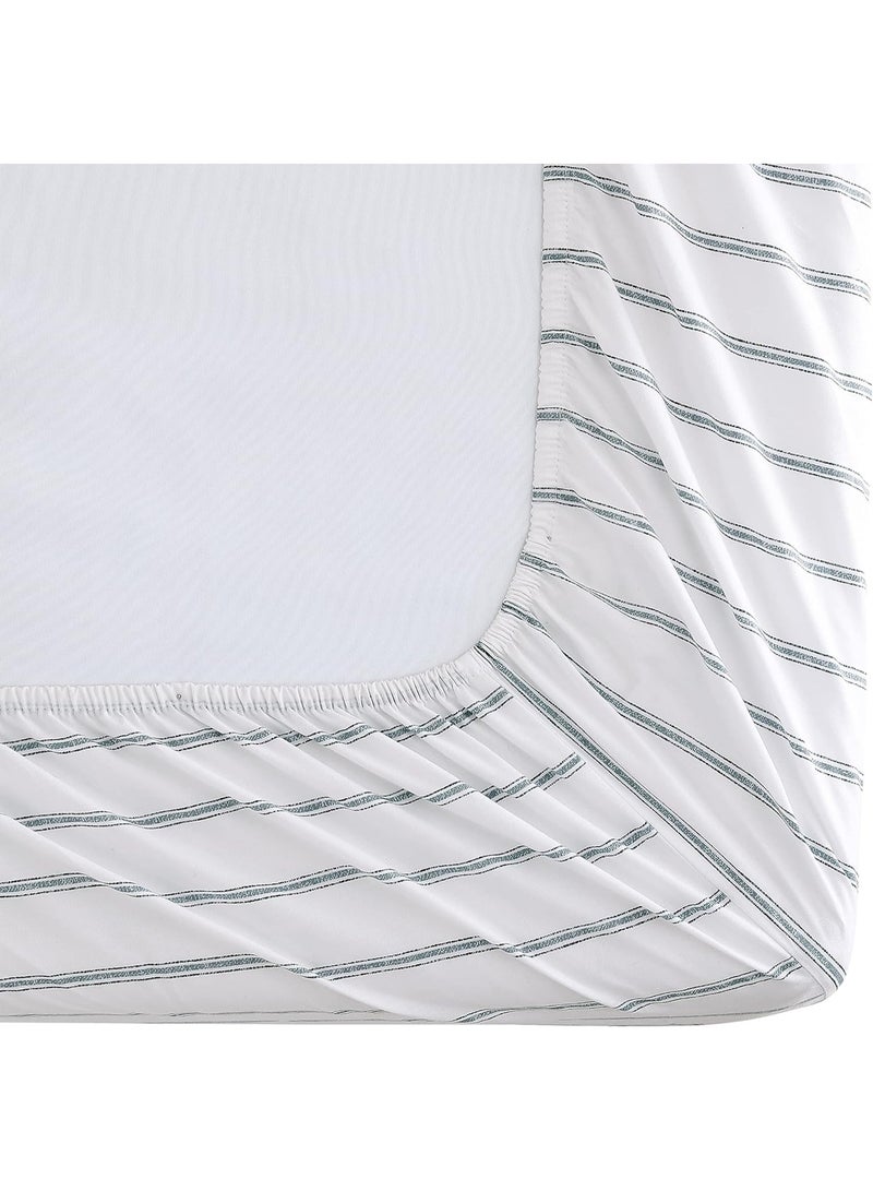 Stone Cottage - King Sheets, Cotton Percale Bedding Set, Crisp & Cool Home Decor (Trenton Stripe Green, 4 pcs, King) - Image 5