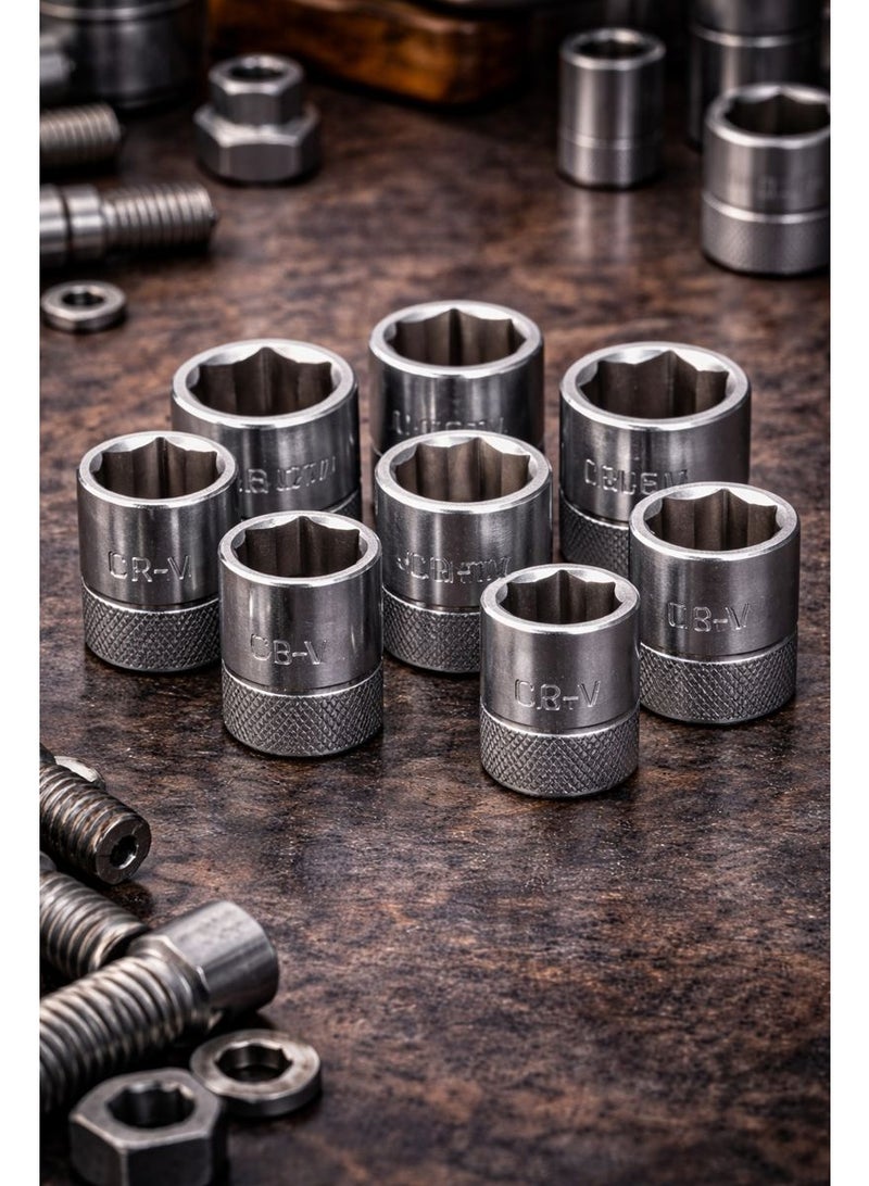 Midwest ls 1/2 Inch Drive Socket Wrench Set 12PCS, Chrome Vanadium Steel CR-V, 72-Tooth Ratchet Handle, 6-Point Metric Sockets 12–24mm - Image 4