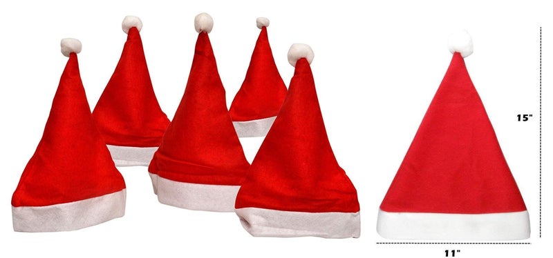 HK balloons 6 Pcs Christmas Hats, Santa Claus Caps for Kids and Adults, Free Size, Xmas Caps (Pack of 6) - Image 1