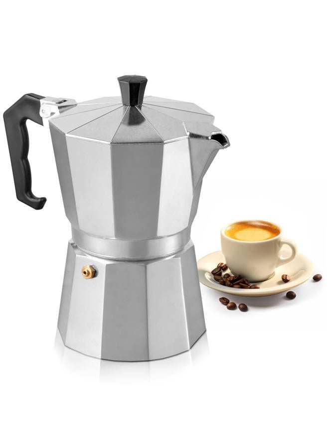 Mixpresso صانعة القهوة موكا من الألمنيوم، وعاء موكا لصنع القهوة على الغاز، الموقد الكهربائي، صانعة القهوة الإيطالية الكلاسيكية، صانعة الإسبريسو على الموقد، وعاء التخييم 3 أكواب إسبريسو 5 أونصات - Image 1